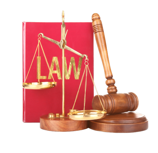 judge-gavel-scales-book-white-background